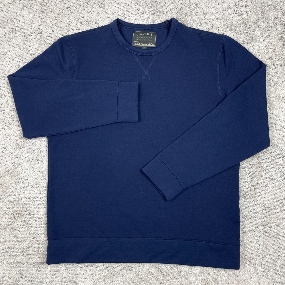 Jachs Sweatshirt Mens Large Sweater Pullover Crew Neck Fleece Navy Blue EUC